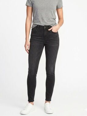 2/$20 Old Navy Rockstar Secret-Soft Black Skinny Jeans mid Rise Stretch size 4